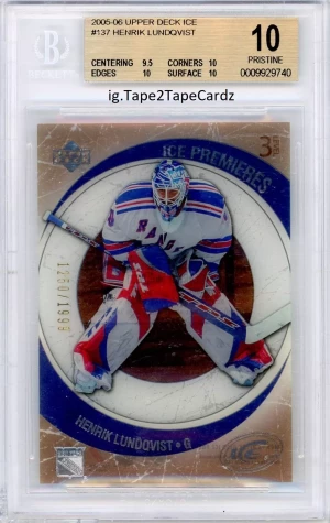 2005-06 Upper Deck Ice Premiers Rookie BGS 10 SSP Henrik Lundqvist front